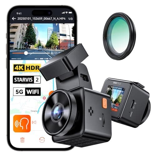 Vantrue E1 Pro 4K Mini Dash Cam Front - STARVIS 2 Night Vision with PlatePix™, HDR Car Camera, Built-in 5.8G WiFi GPS, Voice Control, 24/7 Buffered Parking Mode, Support 1TB Max