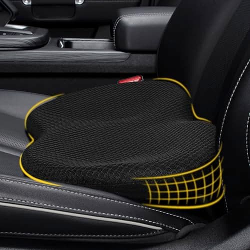kingphenix Wedge Car Seat Cushion: Memory Foam Truck Seat Cushion for Car Seat Driver - Sciatica and Back Pain Relief - Suit for Car, Office Chair - Black