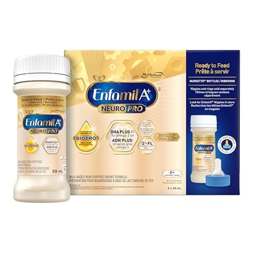 Enfamil A+ NeuroPro, Baby Formula, Ready to Feed Nursettes, with Brain Building DHA and 2'FL for Immune Support, 0+ Months, 6 x 59mL