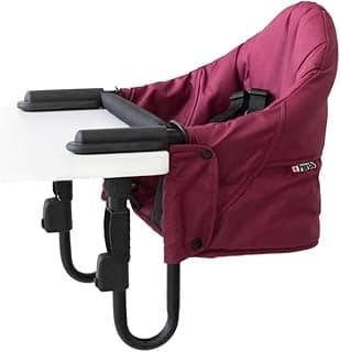 guzzie+Guss Perch Clip On Table Chair – Easy and Secure Setup for Travel (Including Restaurants, Picnics), at Home (Kitchen Islands, Dining Tables) with Machine Washable Fabric, Bordeaux