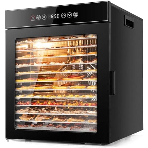 Kwasyo Double-Layer Heat Insulation Dehydrator, 12 Trays All Stainless Steel Food Dryer For Jerky, Beef, Herbs, Vegetables, Fruits, 24H Timer and Temperature Control, Overheat Protection, 900W