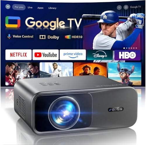 Smart Projector【Official Google TV/Dolby】Projector 4K with ARC and HDR10, WiMiUS Native 1080P Movie Projector with Autofocus/Keystone, Wi-Fi6 and Two-Way Bluetooth Home Projecteur for Indoor & Outdoor