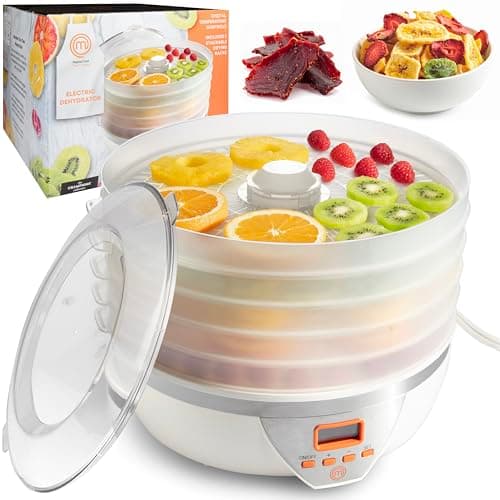 MasterChef Food Dehydrator w 5 Trays and Digital Temperature Controls- Dehydrating Machine includes FREE Recipe Guide- Overheating Protection + 8L Capacity- Dry Fruits, Vegetables Beef Jerky and More