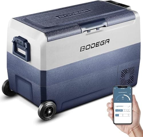 BODEGACOOLER 12 Volt Portable Refrigerator Freezer,Car Fridge Single Zone APP Control,53 Quart（50L）-4℉-68℉ RV Electric Compressor Cooler,12/24V DC and 100-240V AC for Outdoor,Camping,Travel,Vehicles