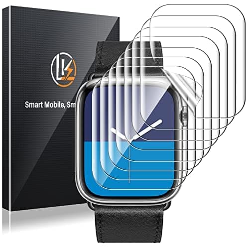 LK 8 Pack Screen Protector for Apple Watch Series 6/5/4/SE SE 2 44mm，Self-Healing TPU Material for iWatch 9 45mm Screen Protector, Scrathes-Resistant, Bubble-Free, HD Clarity, Anti-Glare, Clear,44mm