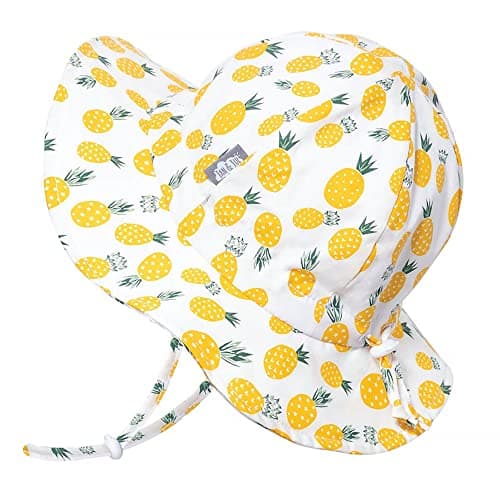 Jan & Jul Infant Summer Cotton Sun-Hat, UPF 50+, Foldable (S: 0-6 Months, Yellow Pineapple)