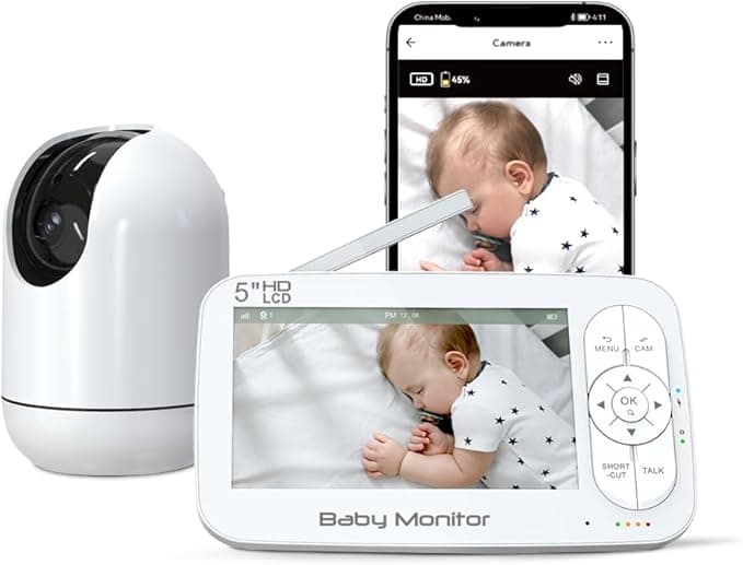 Dual-Mode smart Baby Monitor (No WiFi/WiFi Compatible), Supporting Remote Viewing, Night Vision, cry Detection, Two-Way Audio intercom and Video Recording, Solving All Your Baby Monitoring Troubles.