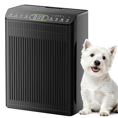 EVALIT Air Purifiers for Smoke Up to 2200 Ft² with Washable Filter, HEPA Air Purifiers for Home Large Room with Fragrance, PM 2.5 Display Air Quality Sensor for Wildfire Smoke Dust Odor, Black, 1Pack