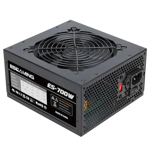 ESGAMING 700W Non Modular Power Supply with Low-Noise 120mm Fan ATX PSU, 115/230 Voltage Switch PFC Protection