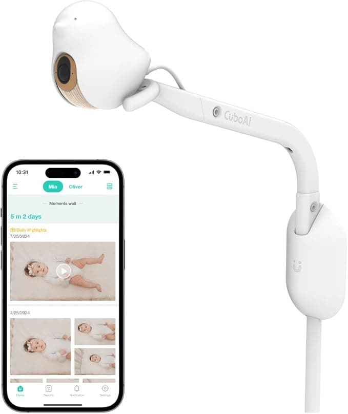 CuboAi New Model Smart Baby Monitor 3 with Wall Mount, 2.5K QHD Night Vision WiFi Camera, 2-Way Audio, Cry Detection, Sleep Safety Alerts, Temp & Humidity Sensor, App Control