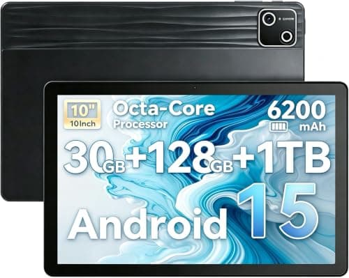 2026 Latest Tablet,10.1" Android 15 Tablet with Octa-core Processor 30GB RAM 128GB ROM HD IPS Touchscreen, Wi-Fi 6, BT 5.4, Dual Camera, Android Tablets