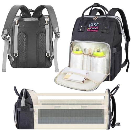 Diaper Bag with Changing Station, 3-in-1 Large Capacity Diaper Backpack for Modern Parents, Dark Gray, Large, 3-in-1 Large Capacity