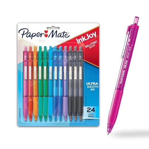 Paper Mate InkJoy 300RT Retractable Ballpoint Pens, Medium Point, 10 Ink Colors, 24 Pack (1951398)