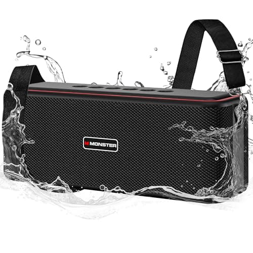 Monster Shock Pro Bluetooth Speaker with Baldric, 80W Loud Speaker with Deep Bass, Portable Wireless Speaker with TWS, Long Playtime & Waterproof for Outdoors/Indoors, Supports AUX/TF Card/USB Audio