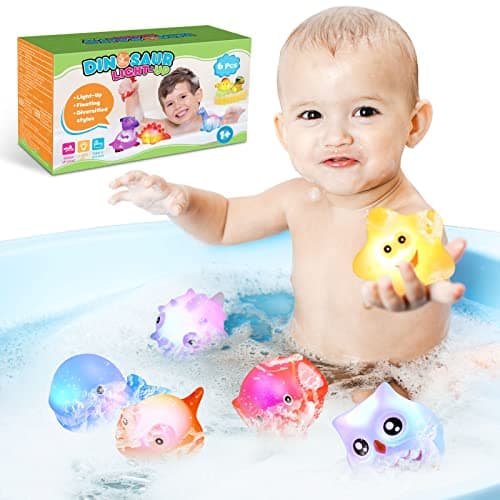 Baby Bath Toys for Toddlers 1-3, vicia Bath Baby Toys 6-12 Months Kids Water Bathtub Toys for 1 2 3 4 5 Year Old Boys Girls Gifts Light Up Bath Toys for Kids Birthday Gifts