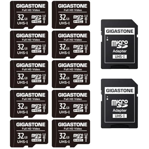 GIGASTONE 32GB Micro SD Card 10-Pack, Full HD Video, Surveillance Security Cam Action Camera Drone, 90MB/s Micro SDHC UHS-I U1 C10 Class 10