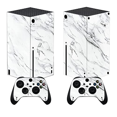 PlayVital Modern White Marble Custom Vinyl Skins for Xbox Series X, Wrap Decal Cover Stickers for Xbox Series X Console Controller