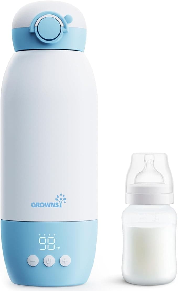 Portable Baby Bottle Warmer for Travel – 600mL (20oz) Large Capacity, Fast Heating/Charging, LCD Adjustable Temp & 24H Smart Keep Warm, Cordless Milk Warmer with Dual Heating for Breast Milk & Water /Formula, for All-Day Feeding,Long Battery Life