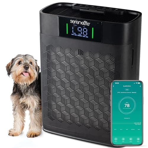 SereneLife HEPA Air Purifier, Smart Control 3 Stage Air Filter for Home, Removes Dust, Pet dander, Odor, Mold From Bedroom Large Room - Washable Filter, Quiet Sleep Mode, Auto Mode, Timer