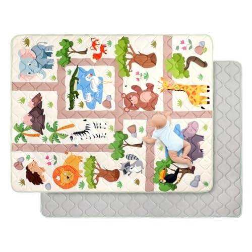 Baby Play Mat for Floor 59 * 72 inch, Extra Thick Soft Cushioning Foam Mat for Kids, Non Slip & Washable Crawling Mat for Toddler, Padded Play Mat for Baby Tummy Time