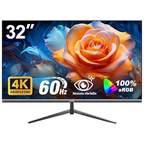 Gawfolk 32 Inch 4K UHD Computer Monitor, Ultra-Clear (3840×2160p) Screen, 100% sRGB,178° Viewing Angle, HDMI、Display Port, Compatible with Wall mounting 100 * 100MM - Black