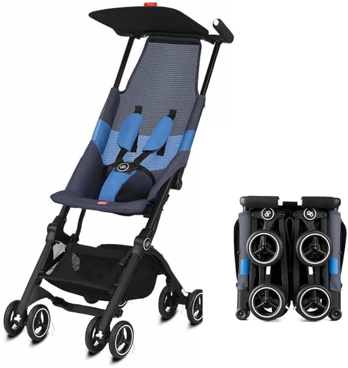 gb Pockit Air All Terrain Ultra Compact Lightweight Travel Stroller with Breathable Fabric in Night Blue , 28x17.5x39.8 Inch (Pack of 1)