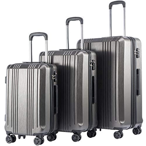 Coolife PC+ABS Hardshell Luggage, TSA Lock, Spinner Wheels, 3-Piece Set