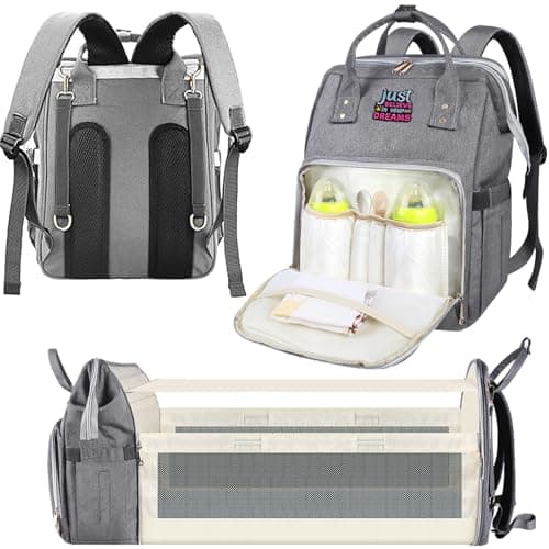 Diaper Bag with Changing Station, 3-in-1 Large Capacity Diaper Backpack for Modern Parents, Gray, Large, 3-in-1 Large Capacity
