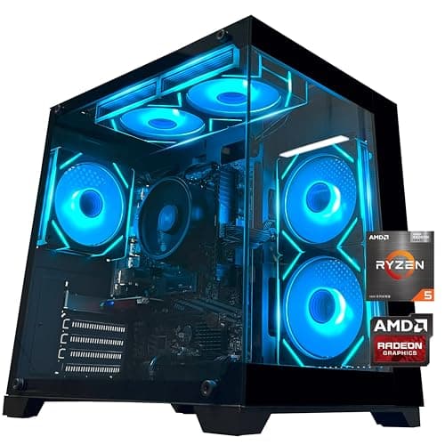 YAWYORE Gaming PC Desktop Computer AMD R5 5600GT 16GB 1TB NVMe Towers WiFi