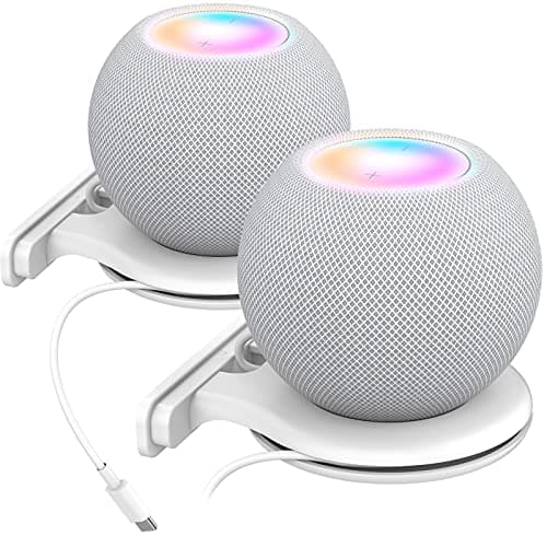 AhaStyle Smart Speaker Wall Mount Holder ABS Stand [Built-in Cord Management] Stable Bracket Holder for Smart Speaker [Need to Drill] (White-2pcs)
