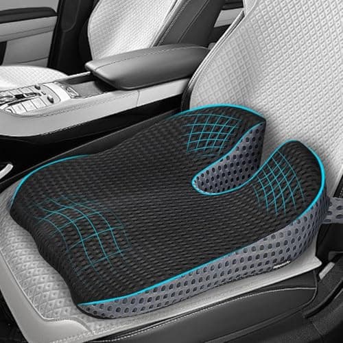 Car Seat Cushion, Memory Foam Car Wedge Seat Cushion for Driving, Height Booster & Posture Support, 4D Mesh Seat Pad with Adjustable Straps - Universal Fit for Office/Vehicle