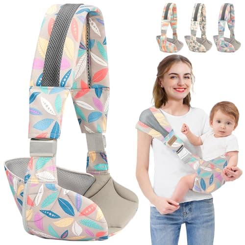 NARUTOO Baby Sling Carrier, Baby Carrier with Waist Support, Portable Ergonomic Toddler Carrier Sling, Adjustable Thick Baby Wrap Carrier for Newborn Up to 0-36 Month (Leaves)