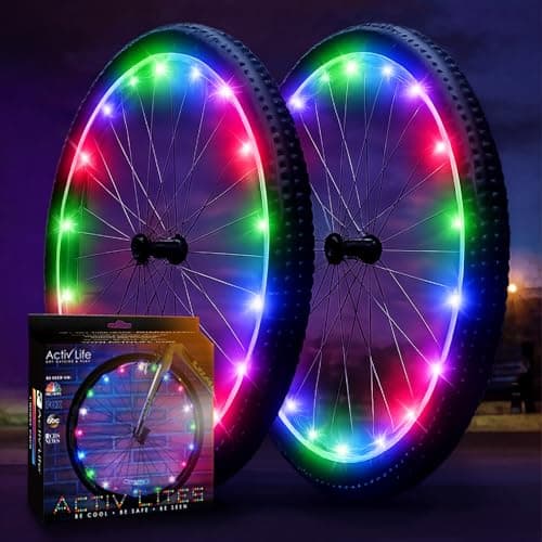 Activ Life Bike Wheel Lights (2 Pack for 2 Wheels, Multicolor), LED Bicycle Wheel Lights for Bike Wheels & Tire Spokes, Easter Basket Stuffers & Gifts