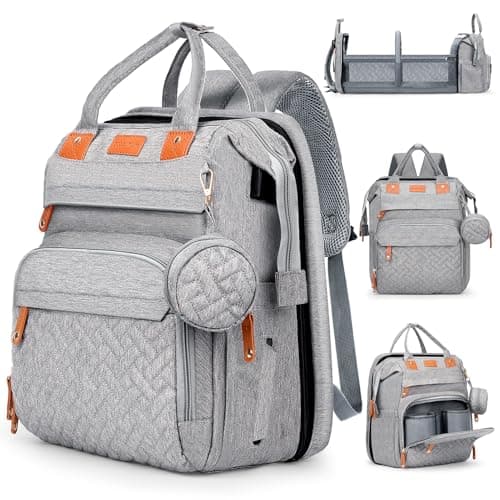 JOYCE Large Diaper Backpack 25L, Detachable Changing Station, 900D Oxford Easy-Clean, Anti-Theft Pocket, Insulated Bottle Pockets, Stroller Hooks (Grey)