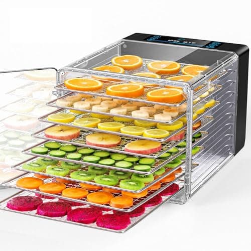 Food Dehydrator Machine Detachable, 10 Stainless Steel Trays, 600W Dryer for Jerky, Herb, Meat, Veggies, Fruit, Dog Treats, LED Display, 48H Timer & 86℉-167℉ Temperature Control, Recipe Book Included