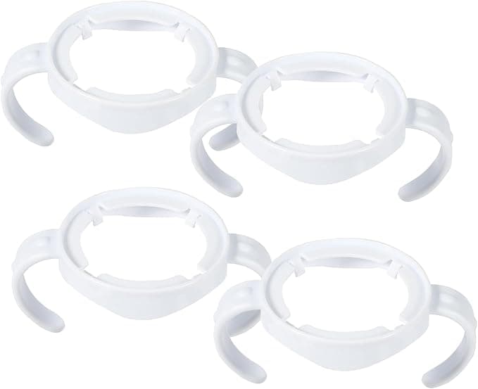 4 Packs Bottle Handles Baby Feeding Transitional Baby Feeding Nursing Bottle Holders Easy Grip Standard Plastic Handle for AVENT Natural Series Baby Bottles (White)