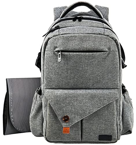 Hap Tim Multifunction Large Baby Diaper Bag Backpack W Stroller StrapsInsulated Bottle PocketsChanging Pad, Nylon Fabric Waterproof for Moms Dads(CA5284-G)