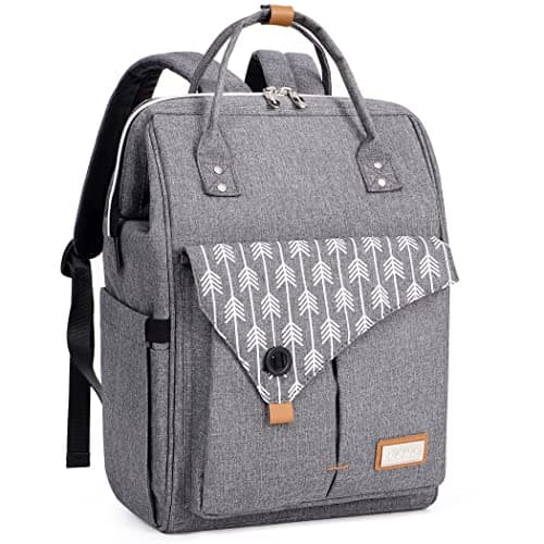 Lekebaby Diaper Bag Backpack Multi-function Waterproof Diaper Backpack Baby Bags for Mom and Dad with Changing Pad & Insulated Pockets & Stroller Straps, Grey