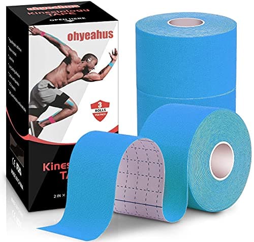 Kinesiology Tape(3 Rolls pack), Elastic Therapeutic Sports Tape Pro for Shoulder Knee Elbow Ankle, Waterproof, Breathable, Latex free, 2 inch x 19.7 feet Per Roll