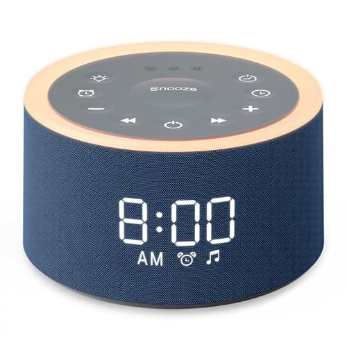 Dreamegg D1+ White Noise Machine - Sound Machine Alarm Clock with 29 Soothing Sounds, 0-100% Dimmable, White Noise Sound Machine with 3 Alarm Sounds & Snooze, Digital Alarm Clock for Bedrooms - Blue