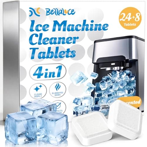 Ice Machine Cleaner Tablets Descaler (32 Pack) – Nickel-Safe Countertop Portable Commercial Ices Maker Cleaning – Remove Hard Water Buildup, Odor-Free, Crystal Clear Ice