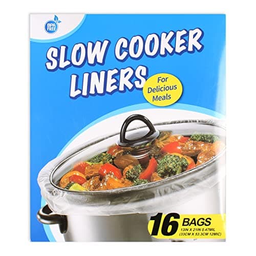 16 Bags Slow Cooker Liners, Disposable Multi Use Cooking Bags,Large Size Fit 3QT to 8QT, Plastic Bags for Slow Cooker, Pans, Aluminum Cooking Trays, BPA Free-13 x 21 Inches