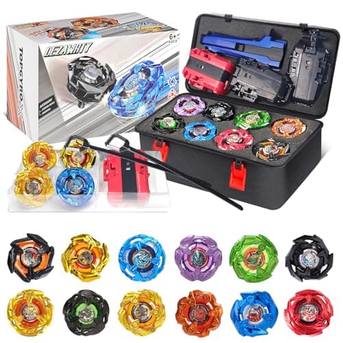 Gyro X Battle Set with Storage Carry Box, 12 Spinning Right Blade Tops, 3 Launchers and 1 Grip, Boys Kids Toys Gifts Birthday Ideal for 6+ Years Old