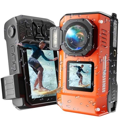 Maxmango D50 8K Underwater Camera 33FT Waterproof Camera for Snorkeling,2.8'' Dual Screen Dustproof Shockproof Rugged Point and Shoot Digital Camera with 2500mAh & 16GB for Swimming Holidays