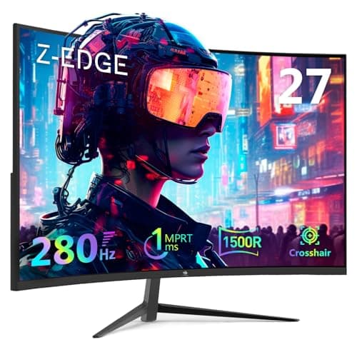 Z-Edge 27-inch Curved Gaming Monitor 16:9 1920x1080 280Hz 1ms Frameless LED Gaming Monitor, UG27P AMD Freesync Premium Display Port HDMI