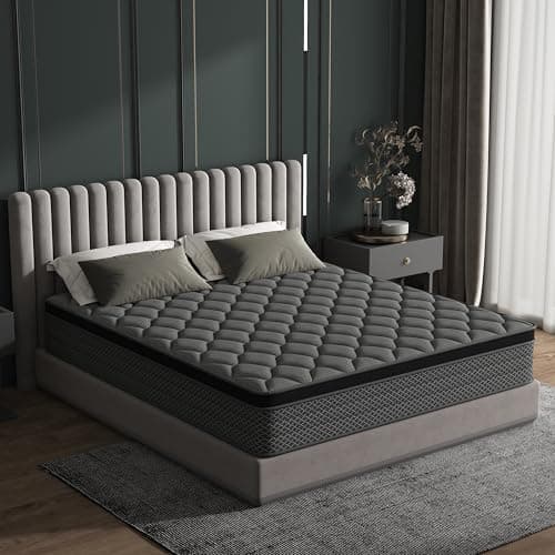 12 Inch Queen Size Mattress, Innerspring Hybrid Mattress, Medium Firm Queen Mattress for Pressure Relief & Back Pain Support, Cooling Sleep Mattress in a Box