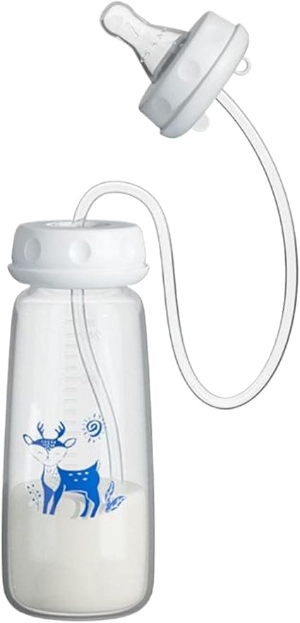 Milk Bottle, 240ml Silicone Hands-Free Wide Neck Adjustable Fast Flow Milk Bottle for Parents Home Bedroom Kitchen Nursery Restaurant Hotel Travel Picnic