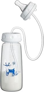 Milk Bottle, 240ml Silicone Hands-Free Wide Neck Adjustable Fast Flow Milk Bottle for Parents Home Bedroom Kitchen Nursery Restaurant Hotel Travel Picnic