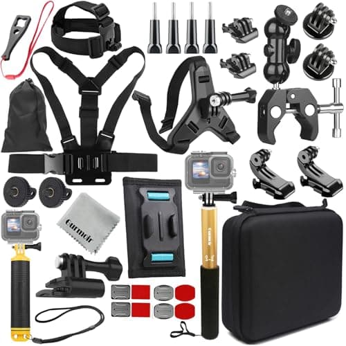 Gurmoir Action Camera Accessories Kit for DJI Osmo Action 6/5 pro/4/Gopro Hero 13/12/11/10/9/8/7/Go Pro Max 2/Gopro Hero/Insta 360 X5/X4/X3(DT18)