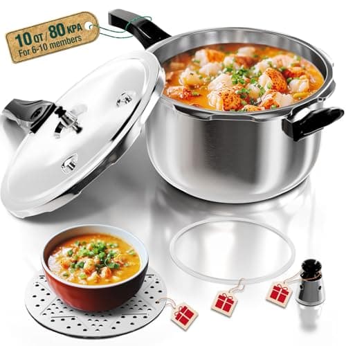 WantJoin Pressure Cooker Stainless Steel 10 Qt, Commercial Stove Top Pressure Cooker Pot Used for Pressure Foodie or Steaming